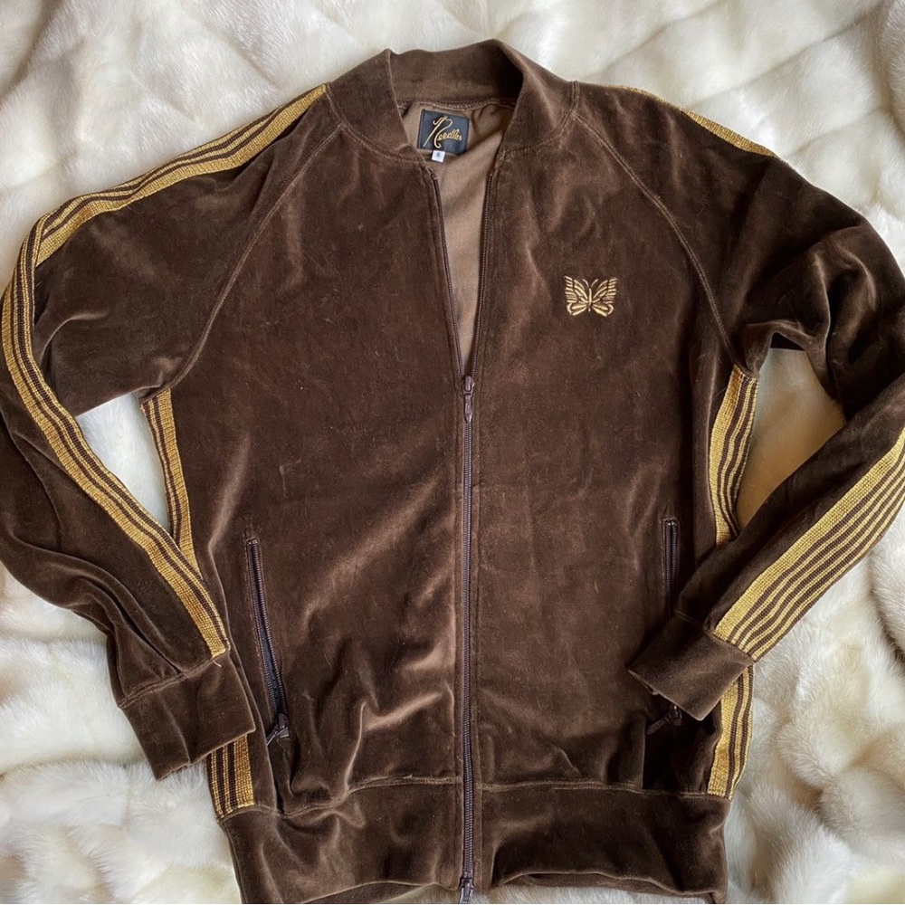 Needles velour brown track jacket zip up size small